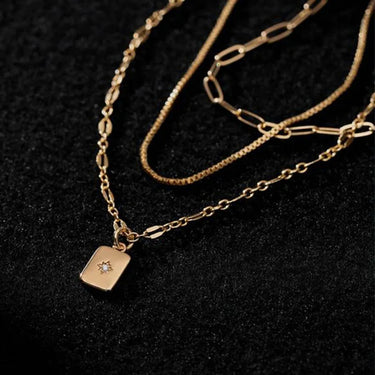 Layered Square Pendant Necklace