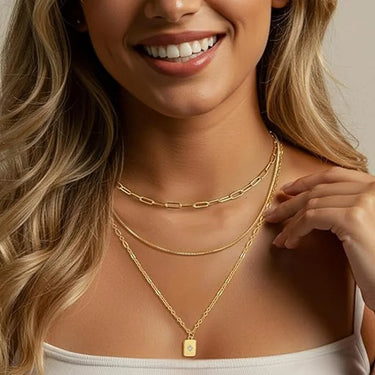 Layered Square Pendant Necklace