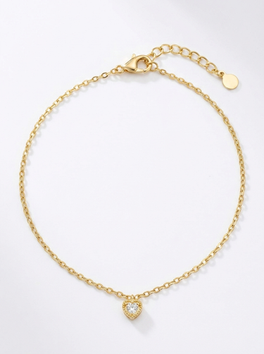 Dainty Heart Charm Anklet